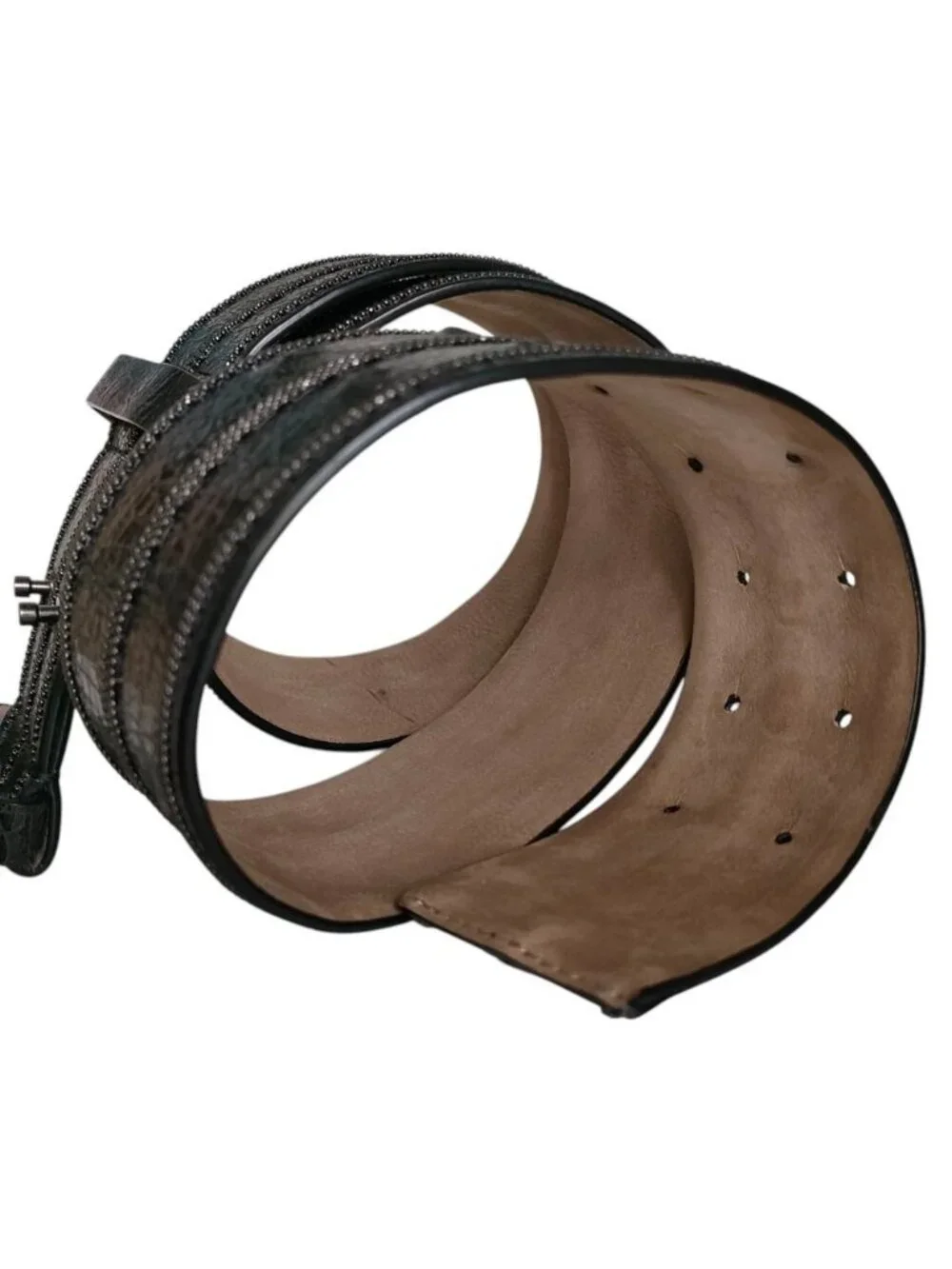 Brunello Cucinelli Monile Leather Belt Black
